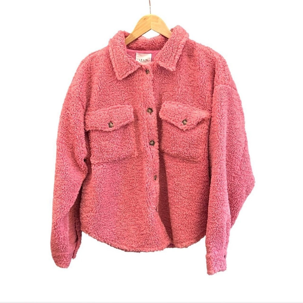 Le Lis Pink Teddy Oversized Jacket